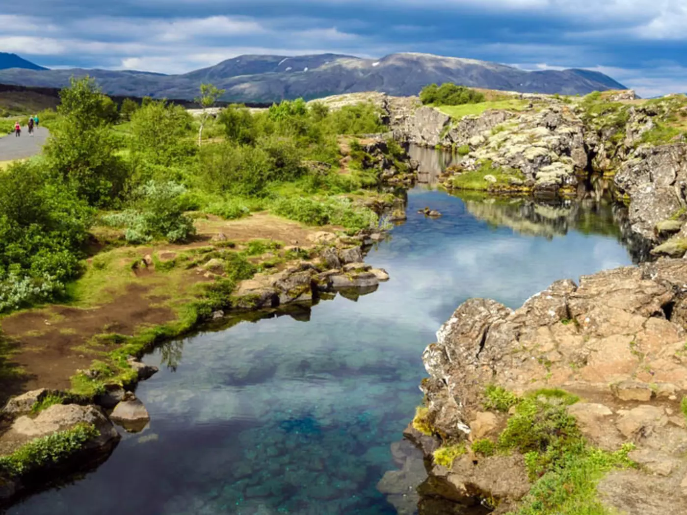 Thingvellir National Park sits atop the divide between the Eurasian and North American continental plates