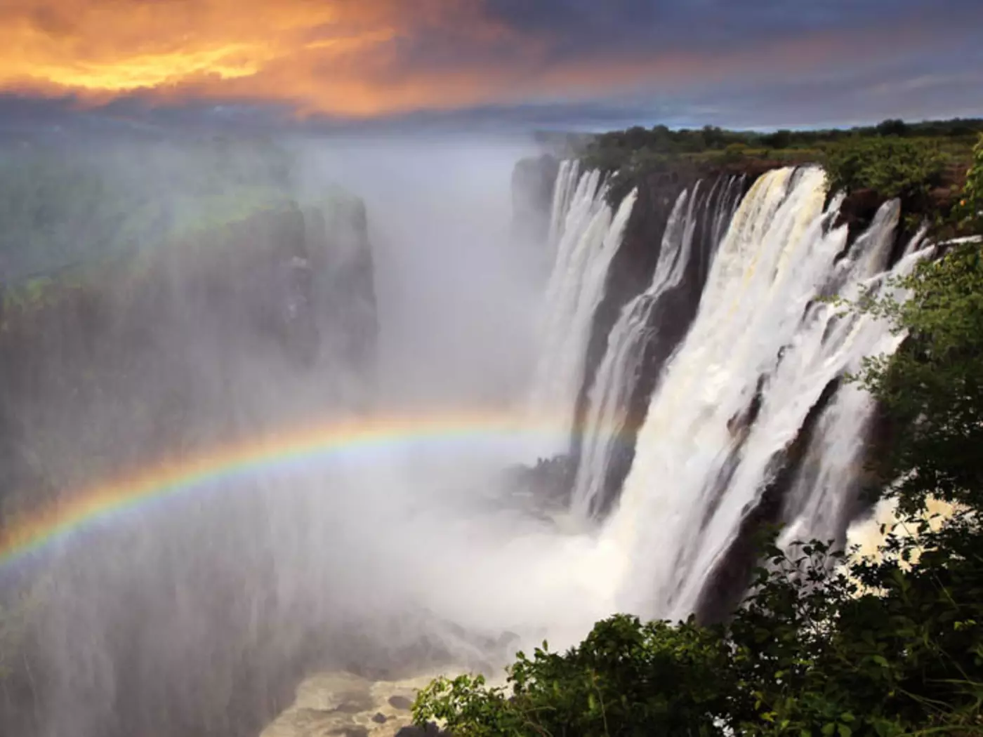 Victoria Falls at sunset
