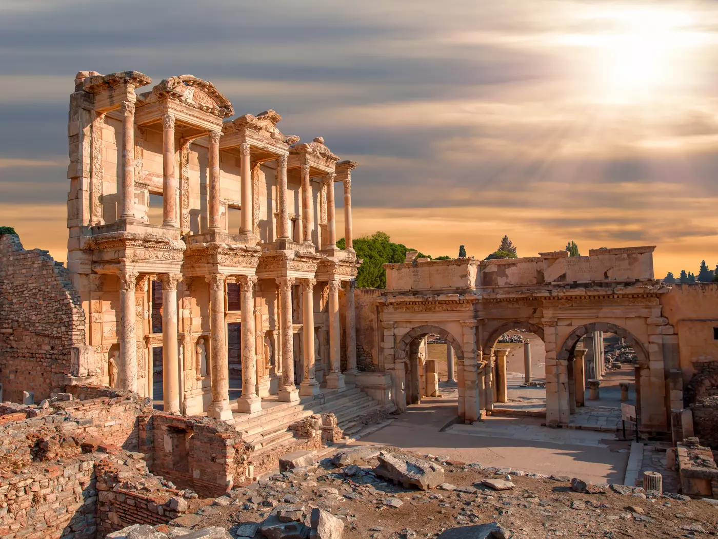 Wander the grounds of the historic Celsus Library in Ephesus