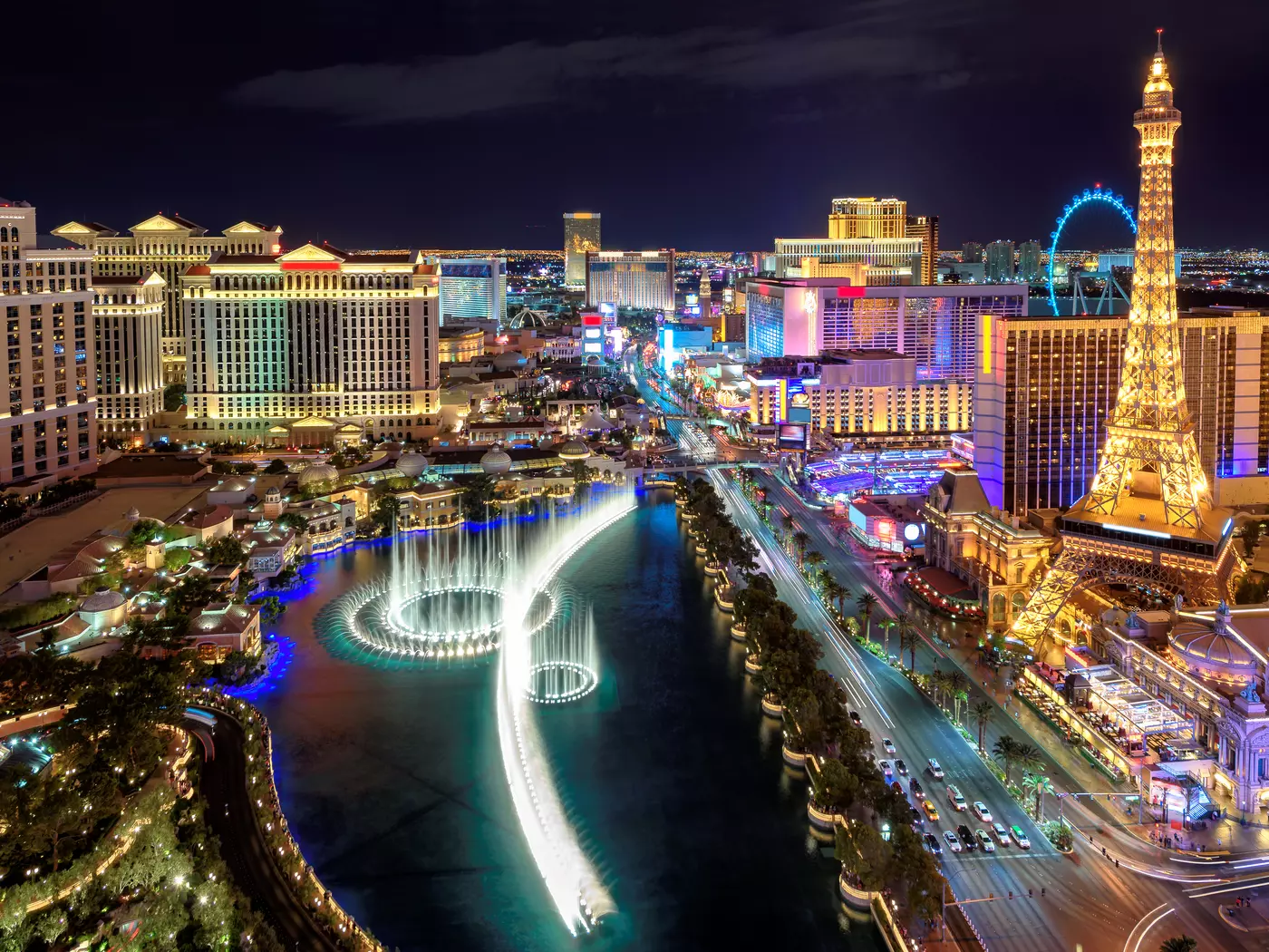 Enjoy the night life while strolling the strip in Las Vegas