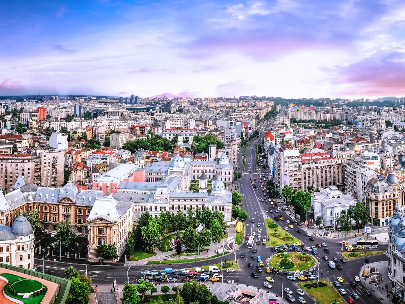 Aerial panorama of Bucharest