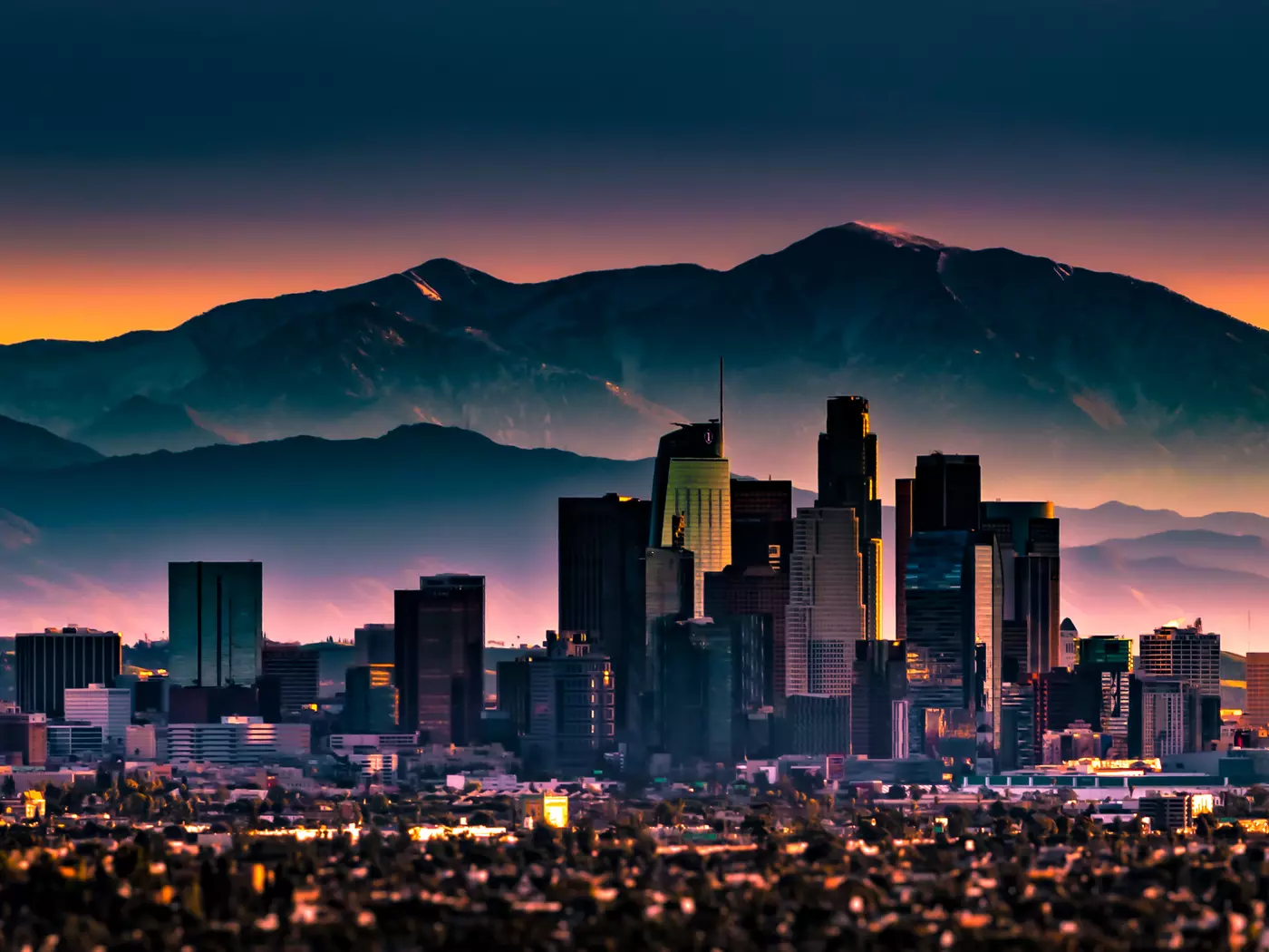 Enjoy the early morning sunrise overlooking Los Angeles