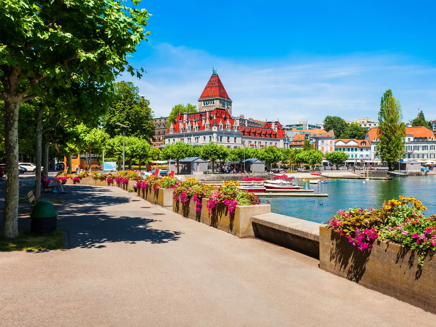 Ouchy Castle promenade, Geneva Lake