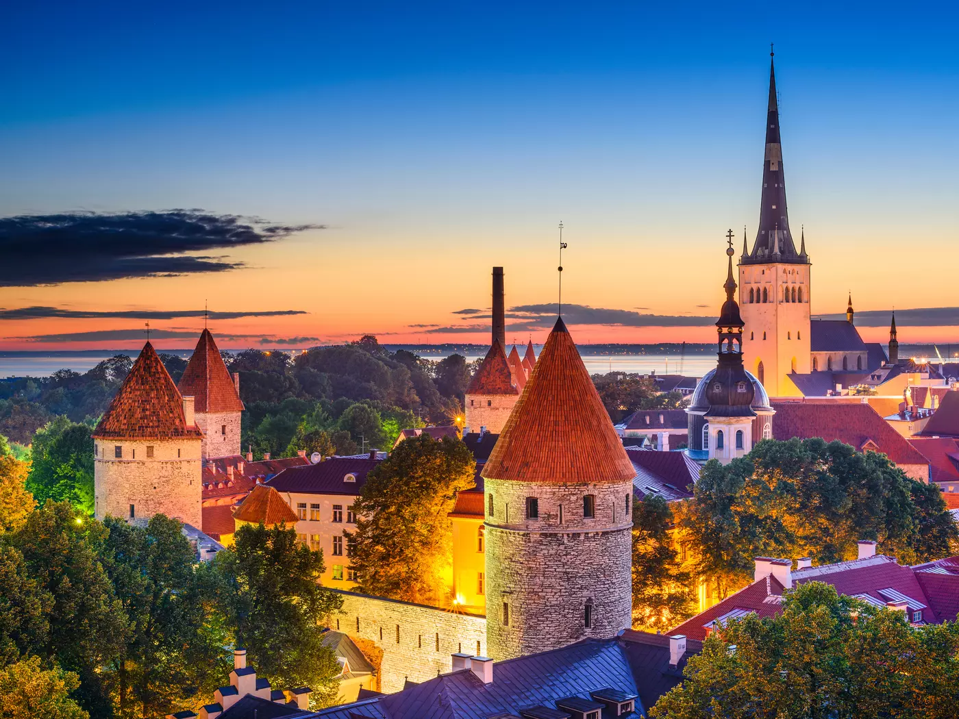 Old Town Tallinn at night