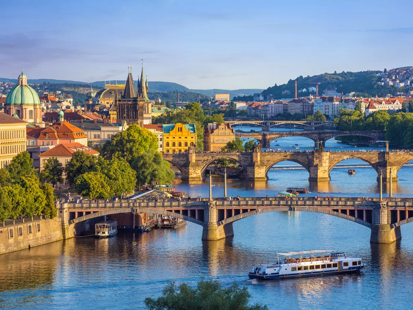 Prague skyline and Charles Bridge