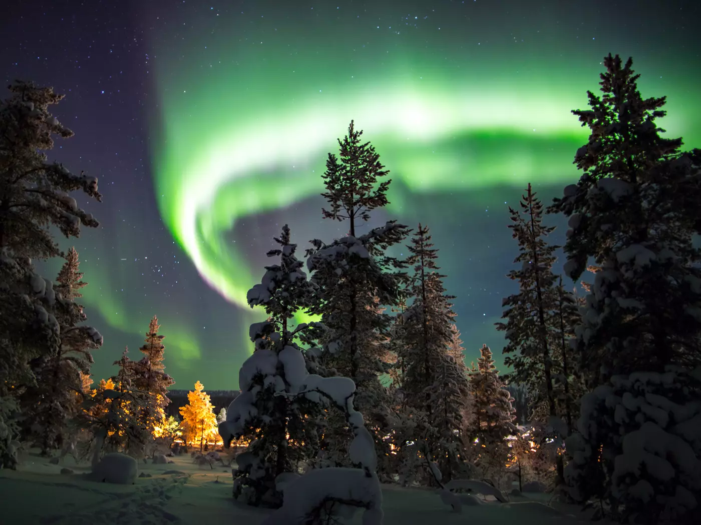 Aurora borealis in Lapland Finland