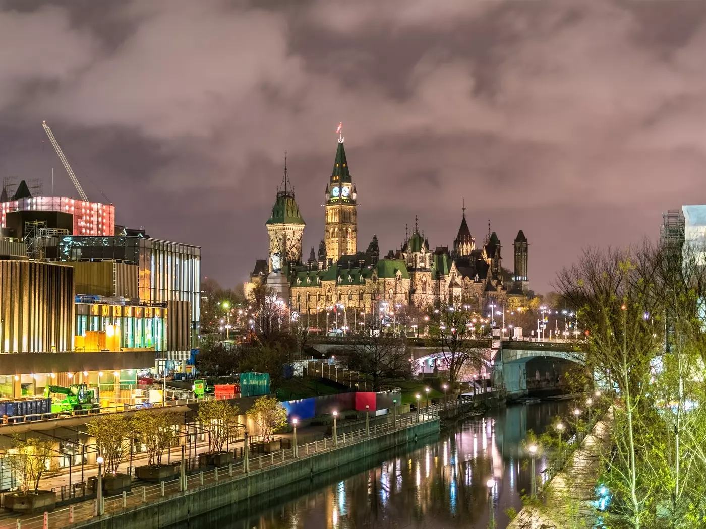 Canadian Parliament Building and Rideau Canal in Ottawa