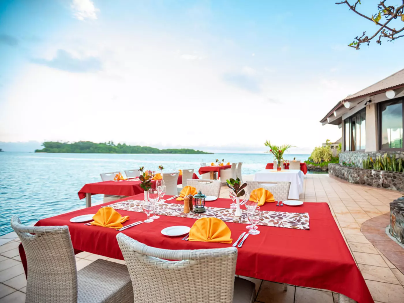 Enjoy seaside dining at the resort