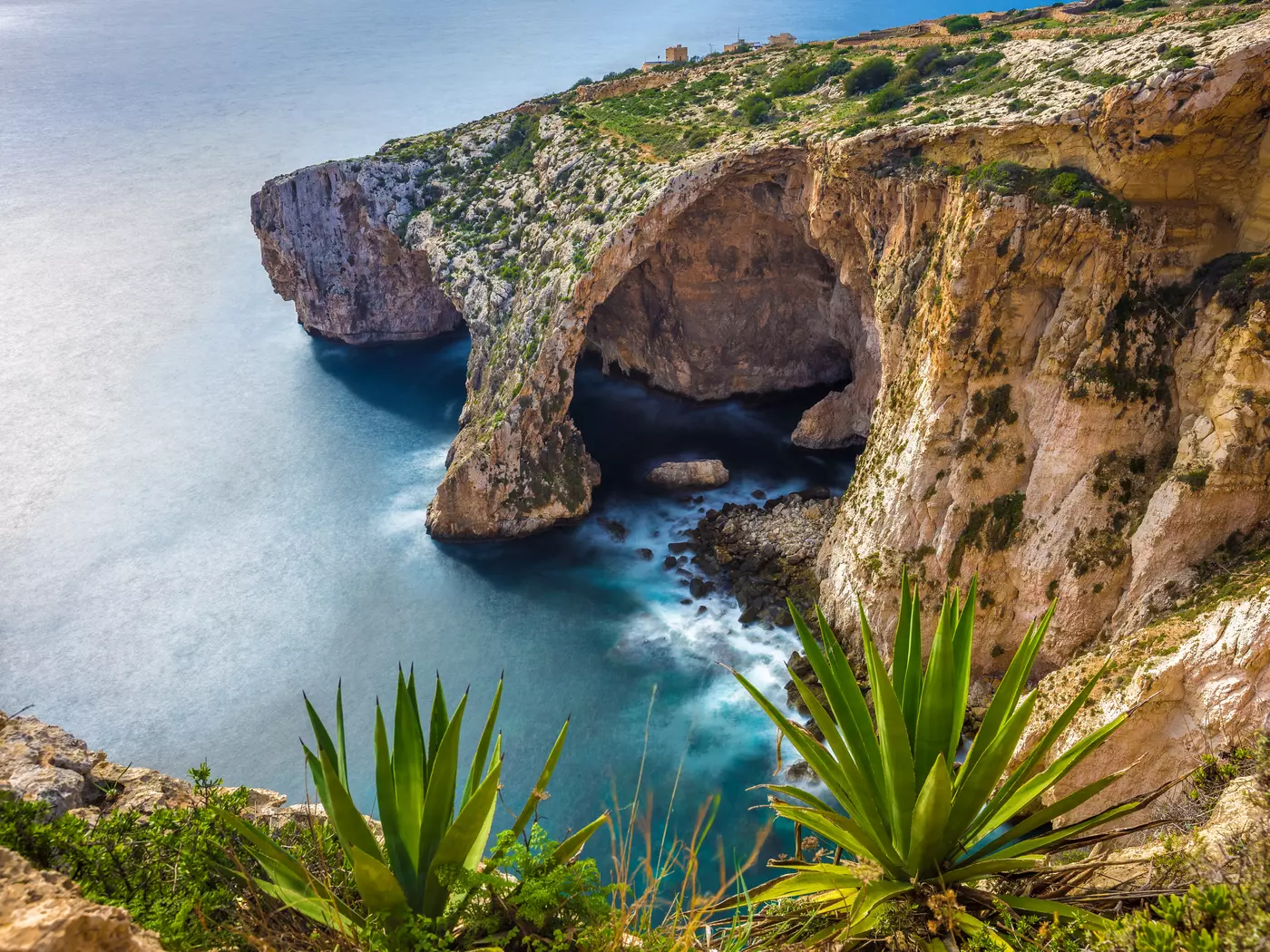 The famous arch of Blue Grotto cliffs, Malta