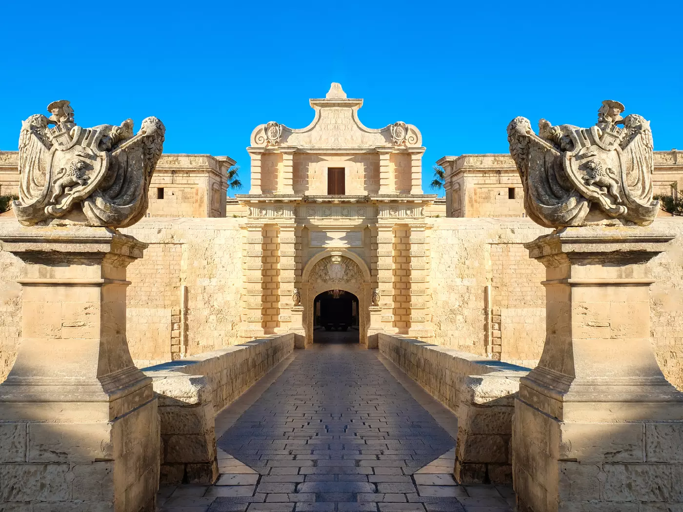 Mdina city gates, Old fortress, Malta
