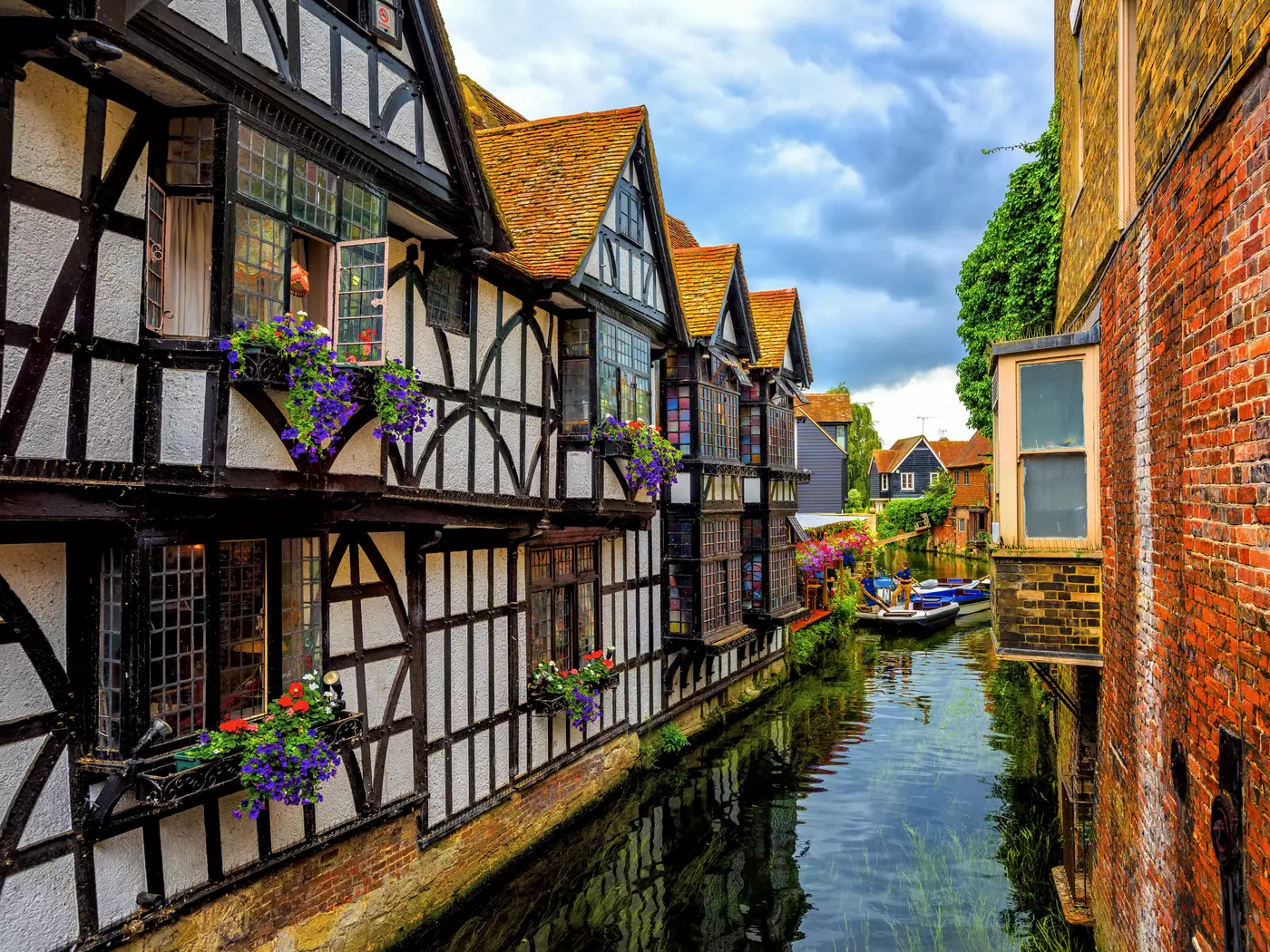 The Medieval half-timber houses on the River Stour in Canterbury
