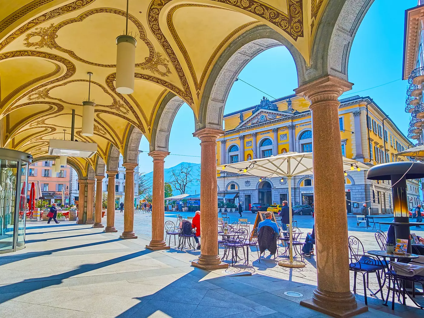 Piazza Riforma and Town Hall, Lugano, Switzerland