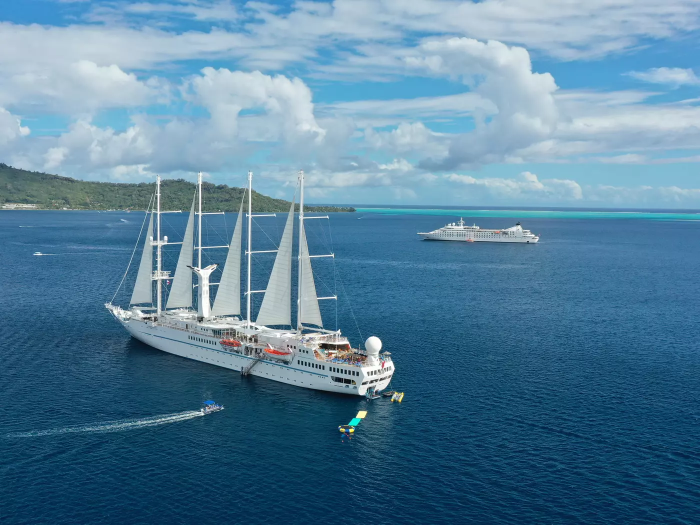 Windstar Cruise Ship Cerulean waters surrounding Tahiti