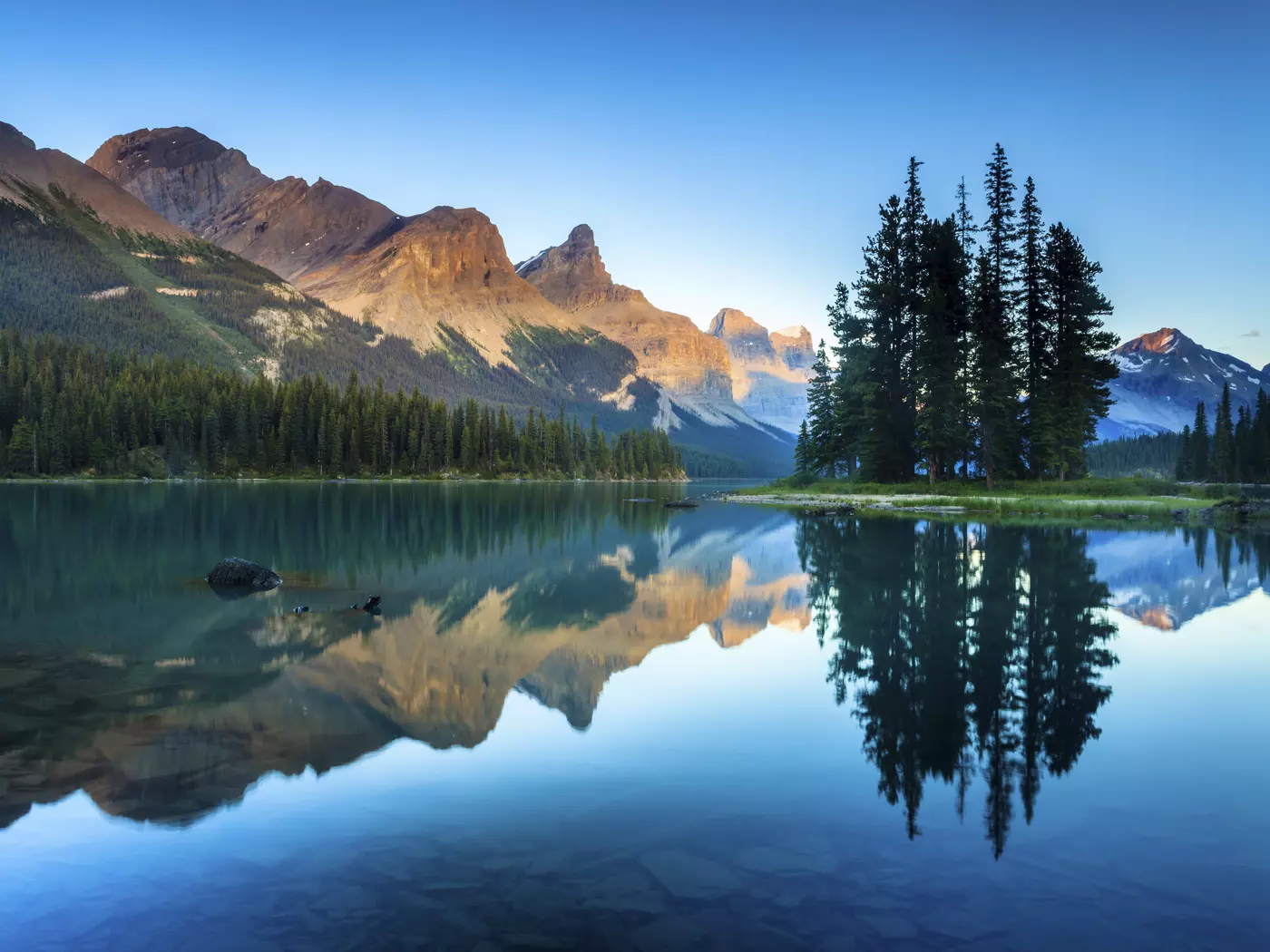 Spirit Island and Maligne Lake