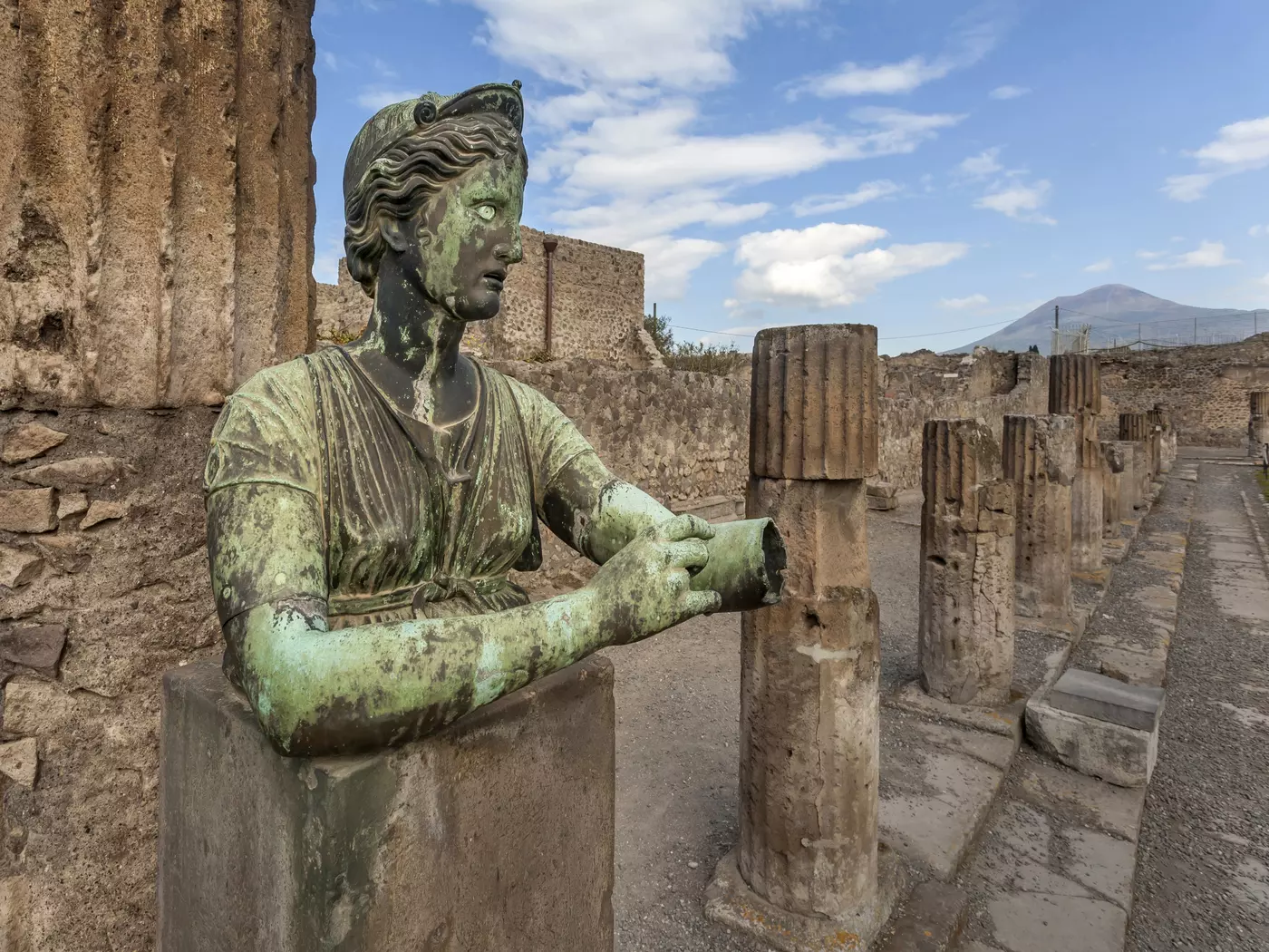 Once a thriving Roman city, Pompeii was destroyed in 79 AD by a catastrophic eruption of Mount Vesuvius 