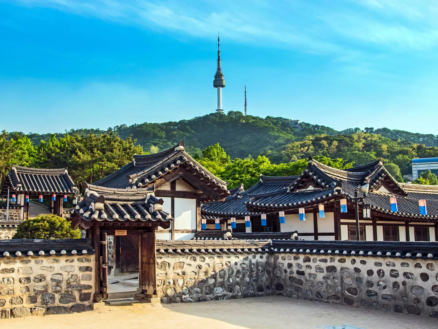 Traditional Korean village courtyard