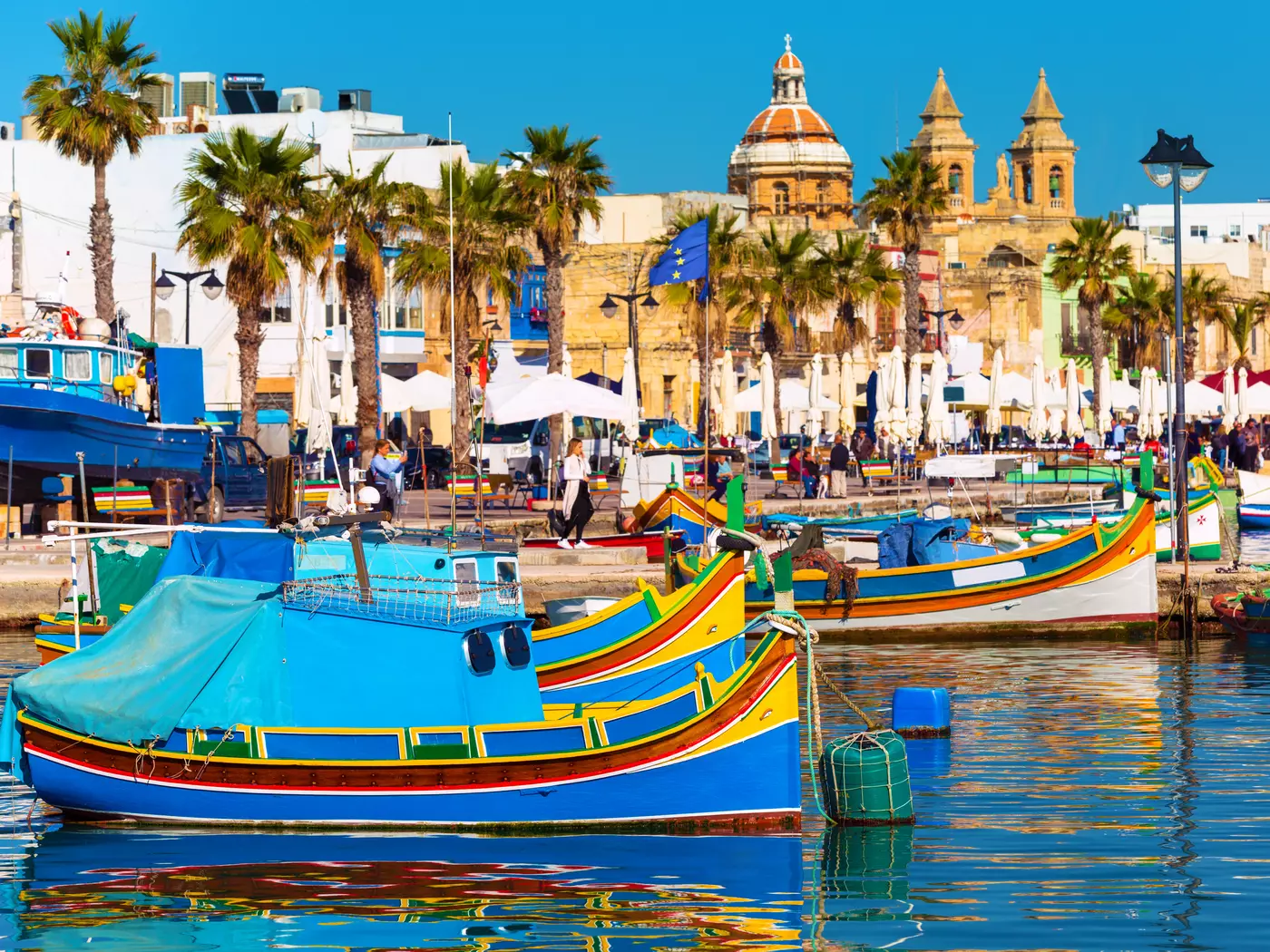 Traditional fishing boats in the Village of Marsaxlokk, Malta