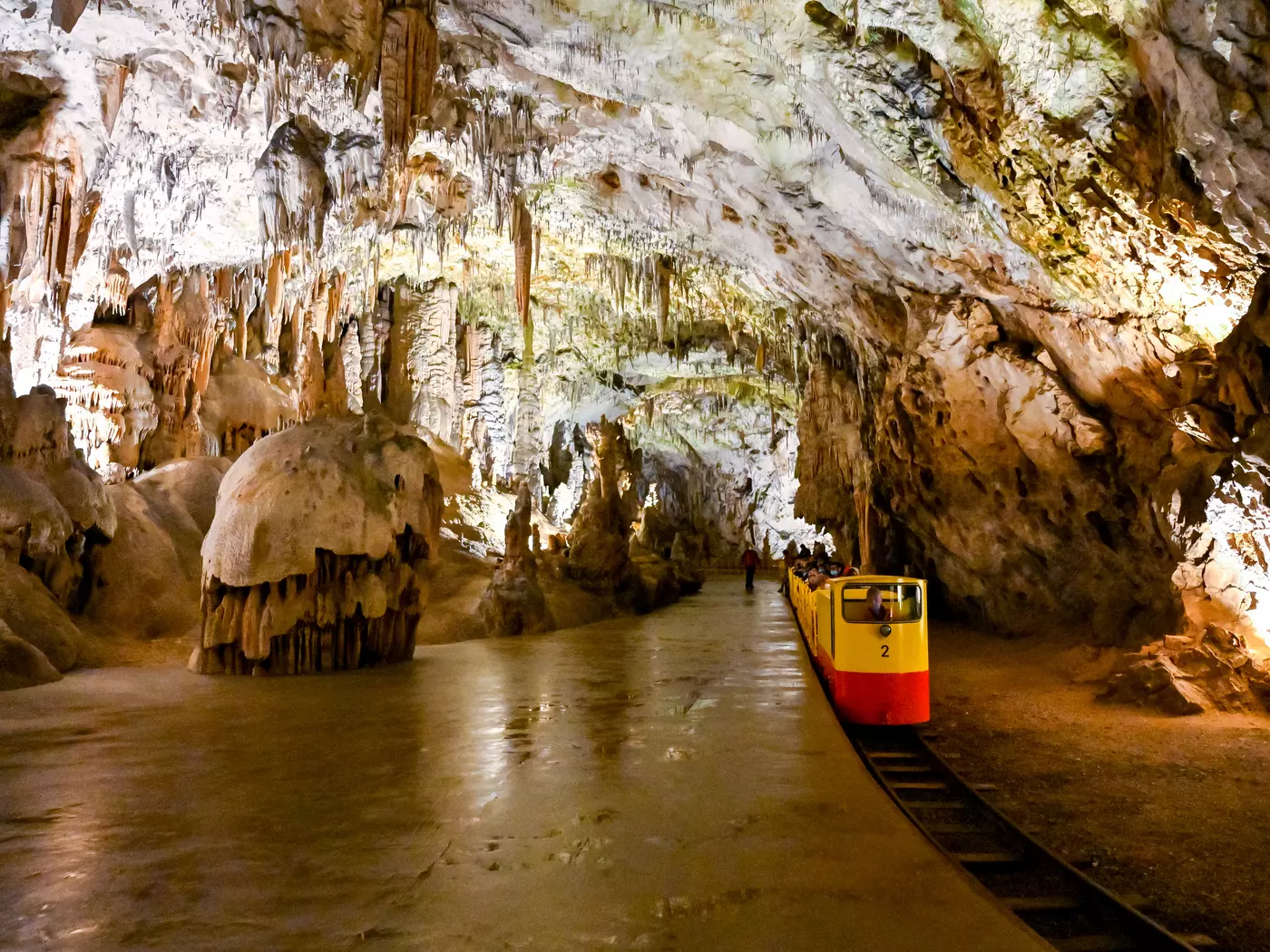 Underground tourist train in Postojna Cave, Slovenia