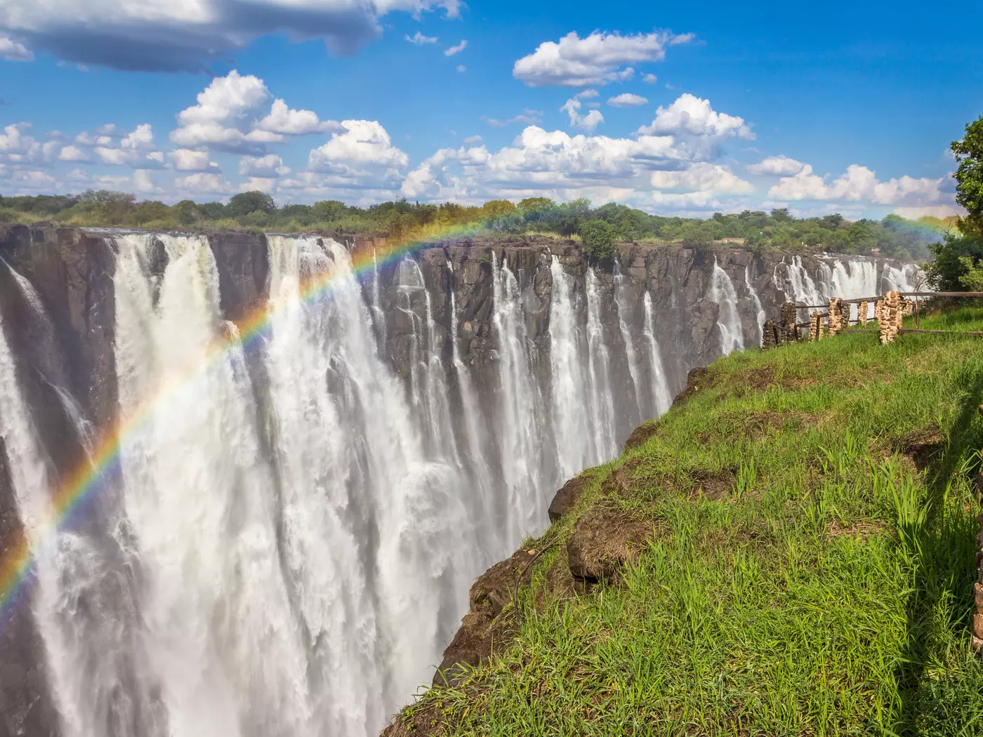 Forming a natural boarder between Zambia & Zimbabwe are the Victoria Falls