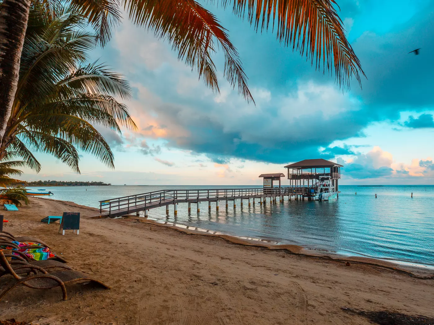 beach of Sandy Bay on the island of Roatan in Honduras