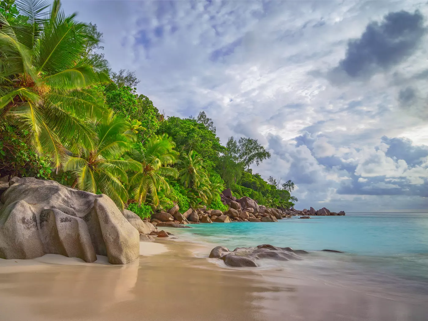 Anse Georgette is a secluded beach on the northwest coast of Praslin Island