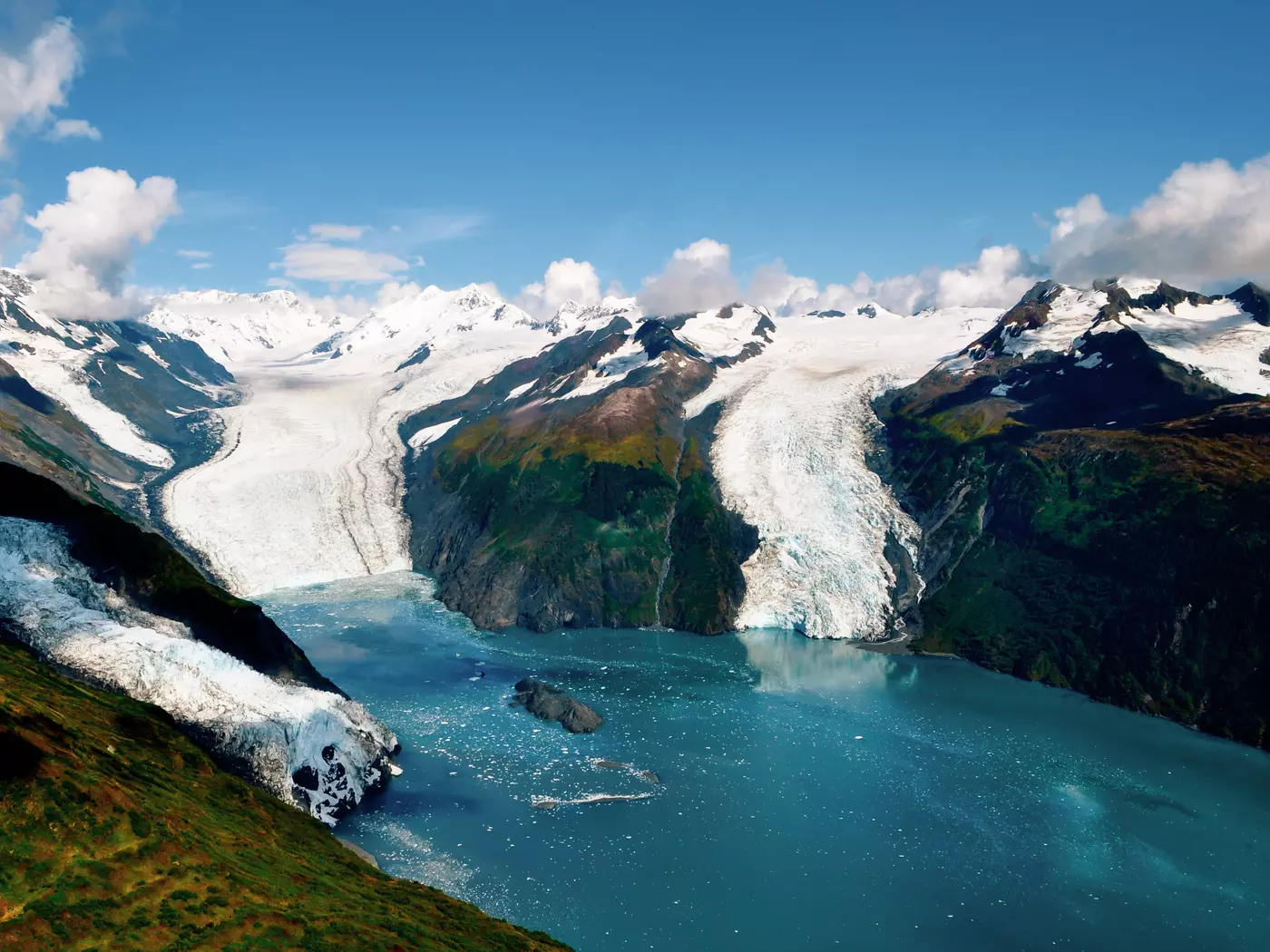 Glaciers calving into Prince William Sound