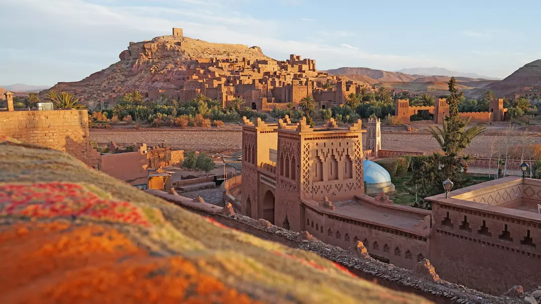 Panoramic view of Ait Benhaddou Kasbah in Morocco