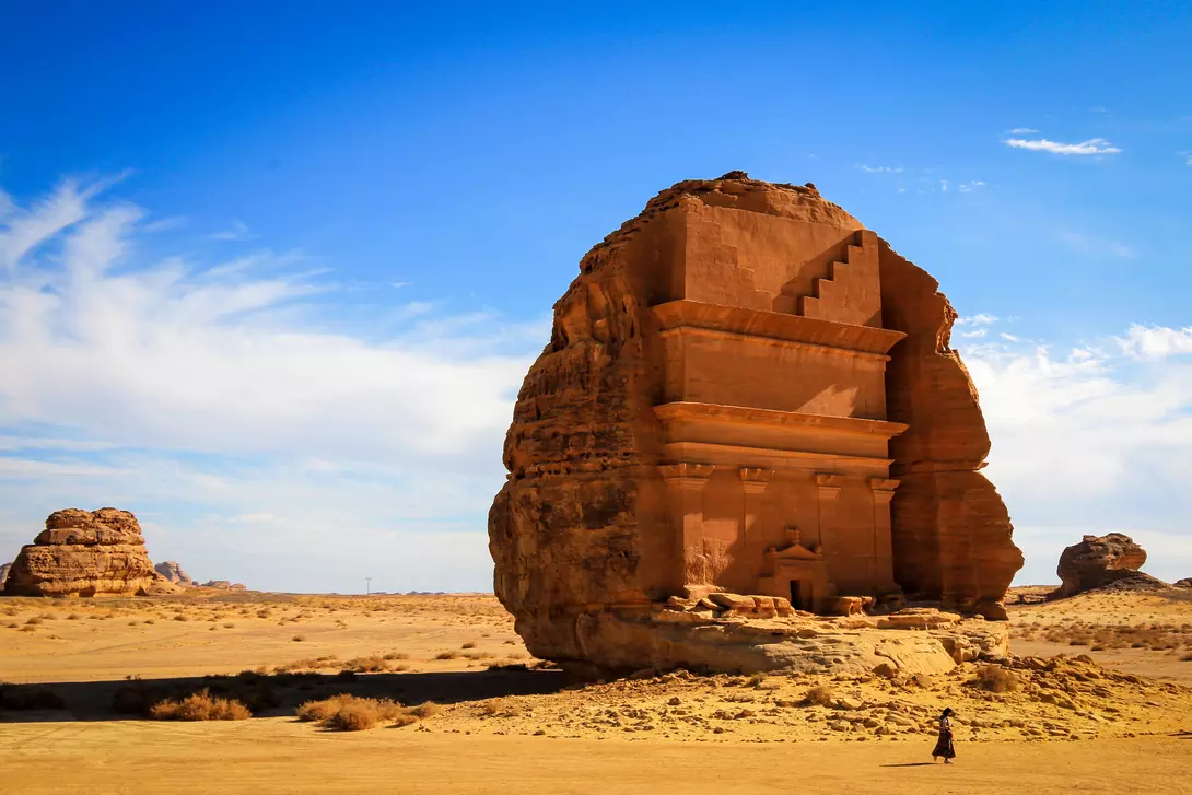Hegra, AlUla The Tomb of Lihyan, Son of Kuza, at the historical site of Hegra in AlUla, Saudi Arabia.