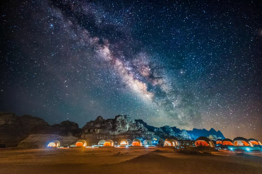 A view of the Milky Way from a camp in Wadi Rum in Jordan