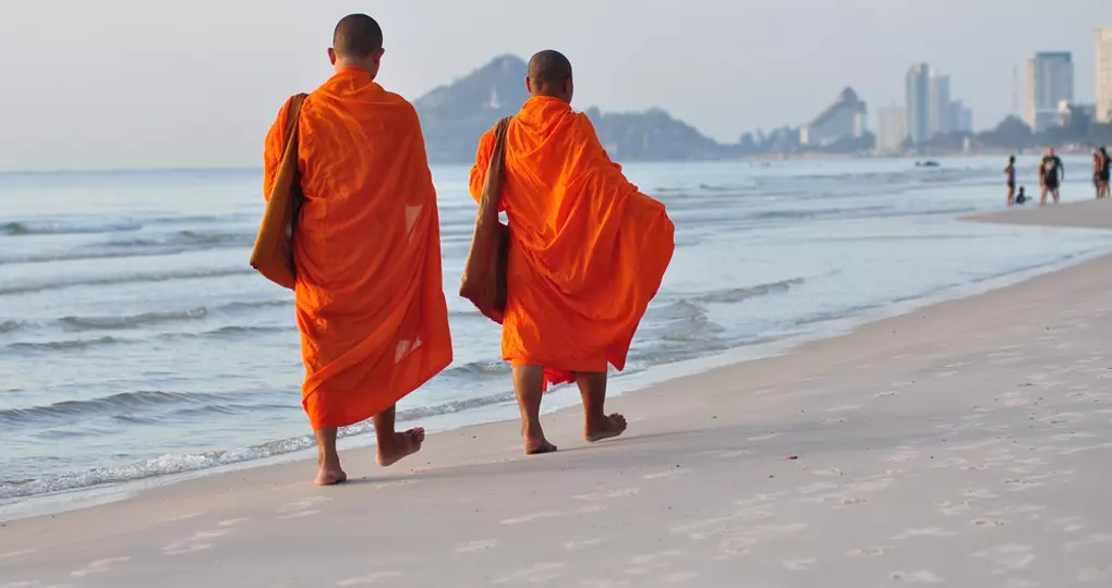 Two monks take a walk on the beach Two monks take a walk on the beach