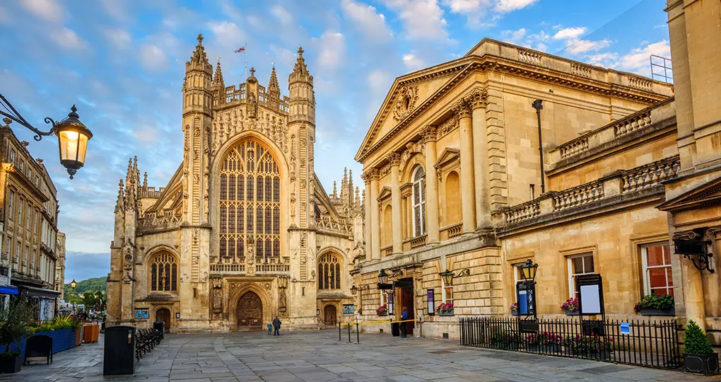 Hike the steps of Bath Abbey for a historic and panoramic view of the city below Hike the steps of Bath Abbey for a historic and panoramic view of the city below