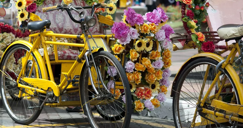 Colourful bikes in the city