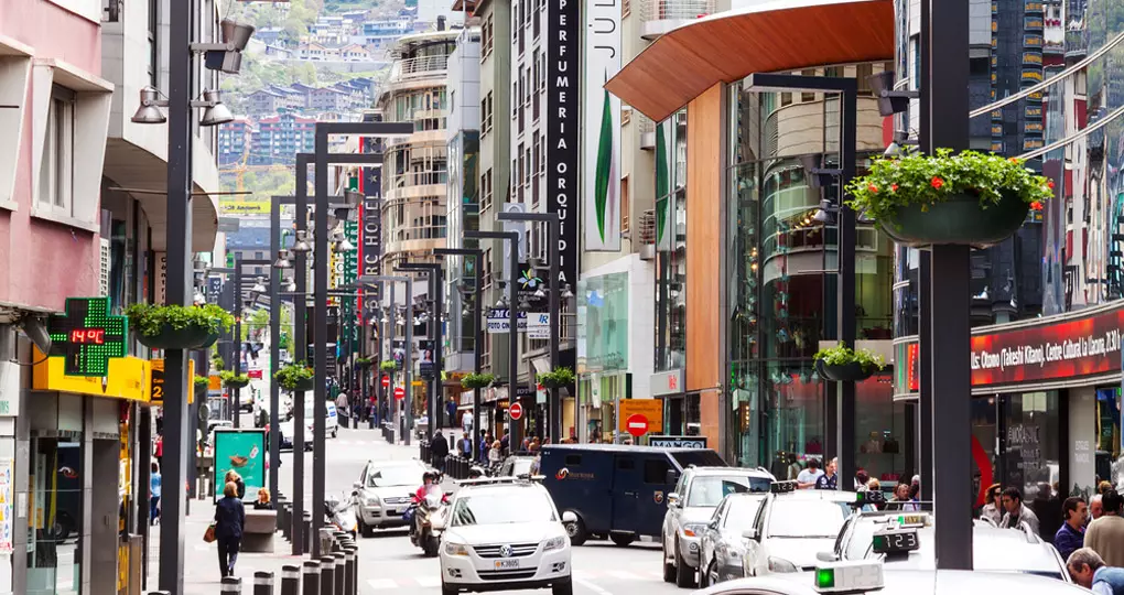 The commercial area of the town