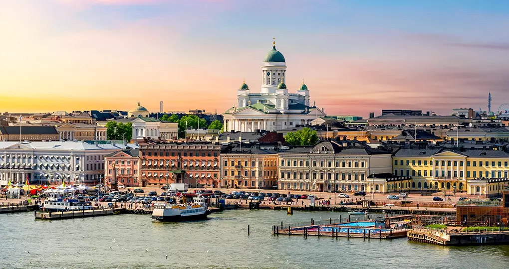 A scenic summer view of historical center of Helsinki - typically the starting point of all Finland vacations. A scenic summer view of historical center of Helsinki - typically the starting point of all Finland vacations.