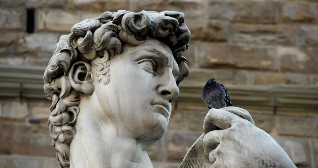 A replica of Michelangelo's David statue A replica of Michelangelo's David statue