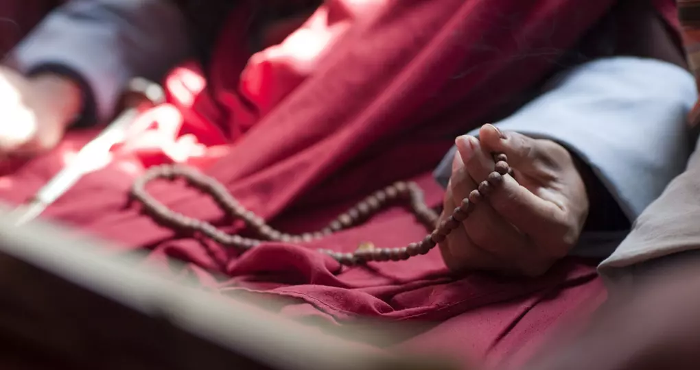 Monks at the sacred thread ceremony