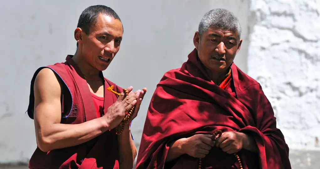 Monks at Tashilunpo Monastery which was founded in 1447
