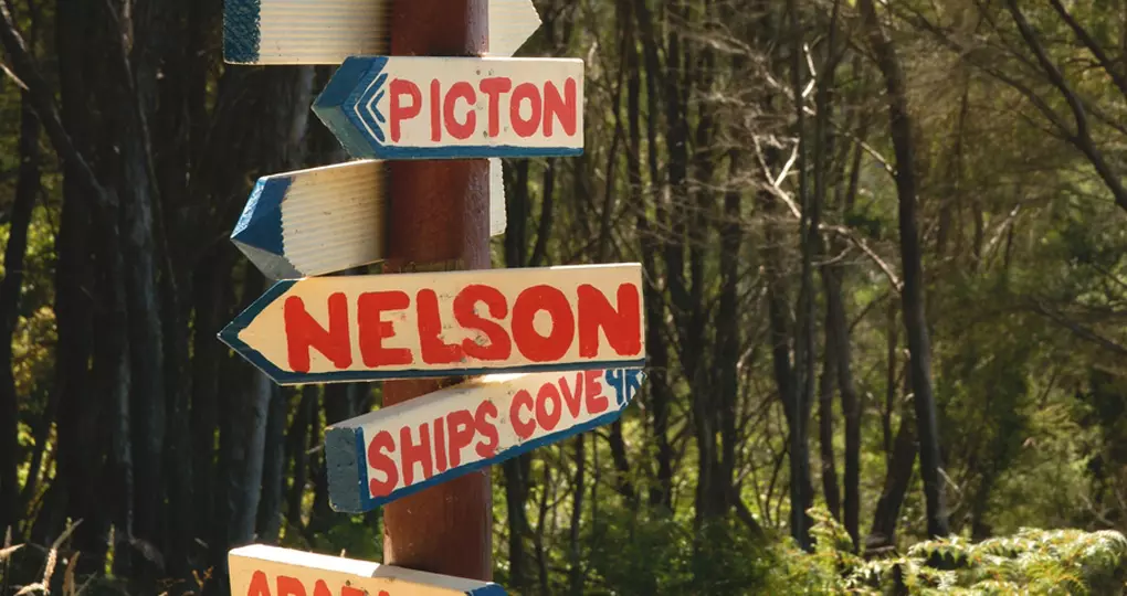 Sign post on bush track