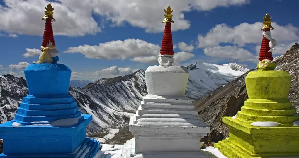 Three stupas high in Himalayas Three stupas high in Himalayas