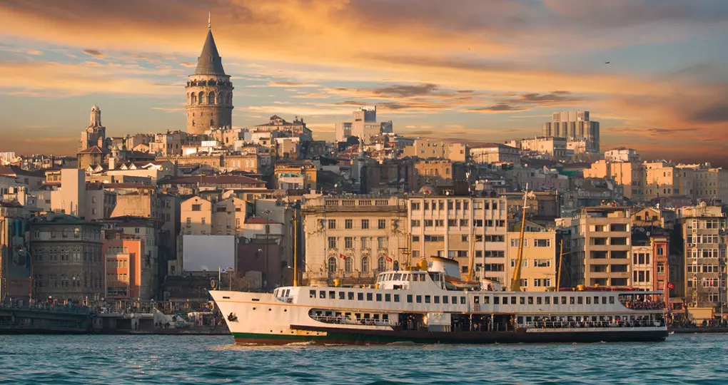 View of Istanbul with Galata Tower in the background View of Istanbul with Galata Tower in the background