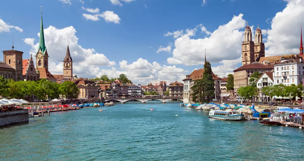 Zurich and River Limmat - typically the starting place for all Switzerland vacations. Zurich and River Limmat - typically the starting place for all Switzerland vacations.