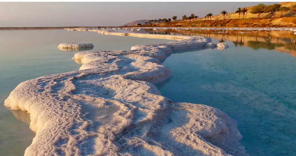 Morning sunshine on the coast of the Dead Sea Morning sunshine on the coast of the Dead Sea