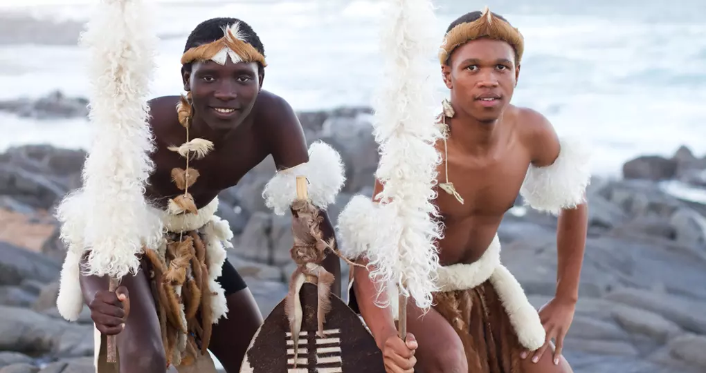 African zulu man in costume make for a great photograph while on Zululand tours. African zulu man in costume make for a great photograph while on Zululand tours.