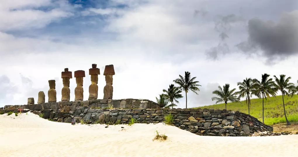 Moais on the Anakena Beach