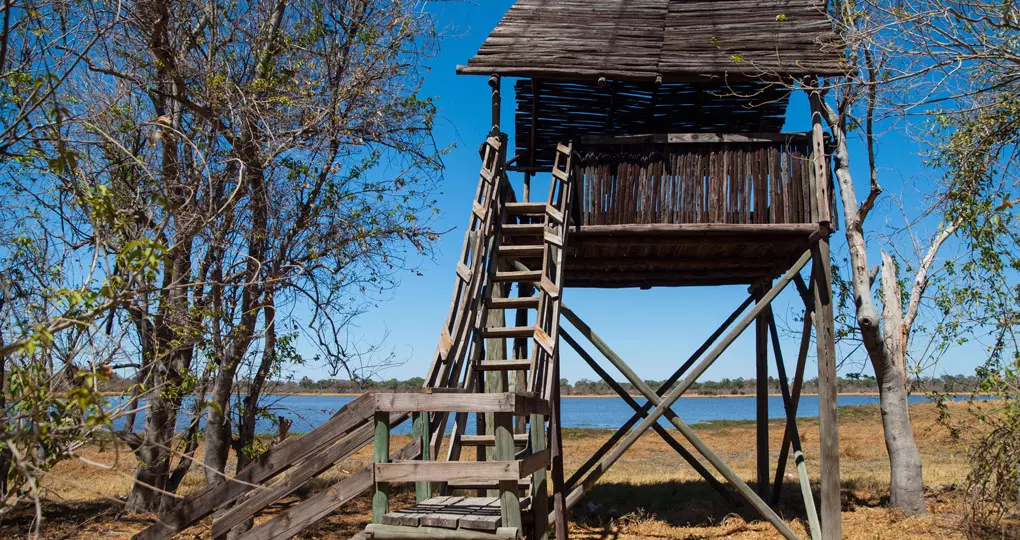 The watch tower near Dombo Hippo Pools is a great photo opportunity while on your Botswana safari. The watch tower near Dombo Hippo Pools is a great photo opportunity while on your Botswana safari.
