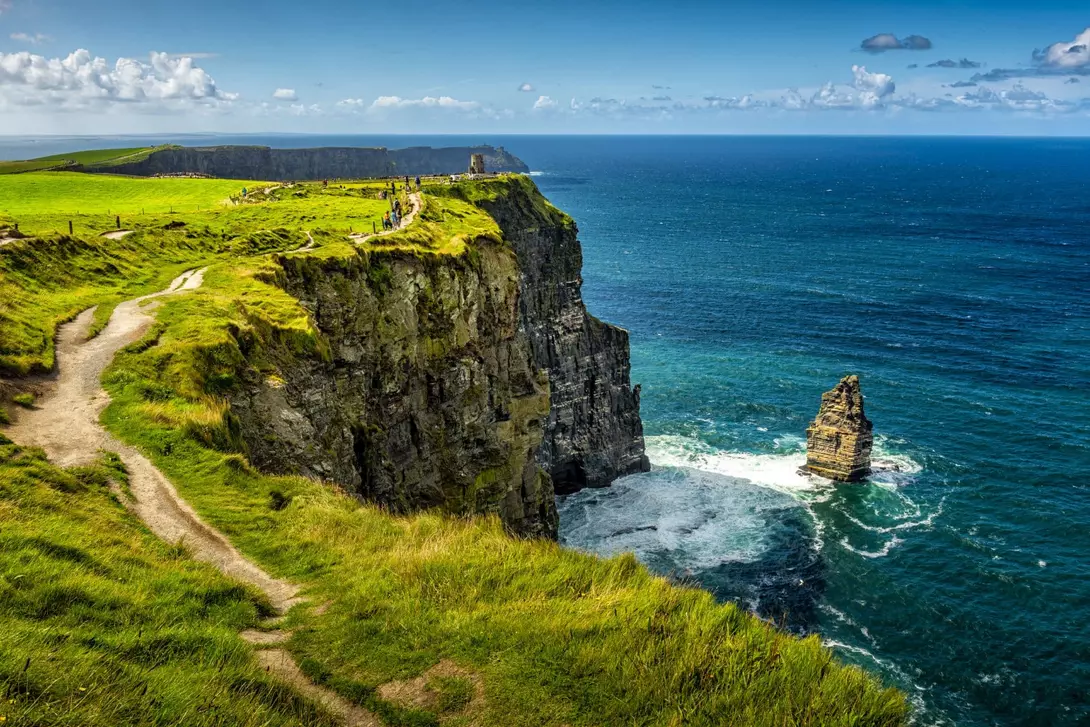 Aerial view of the Cliffs of Moher in Ireland