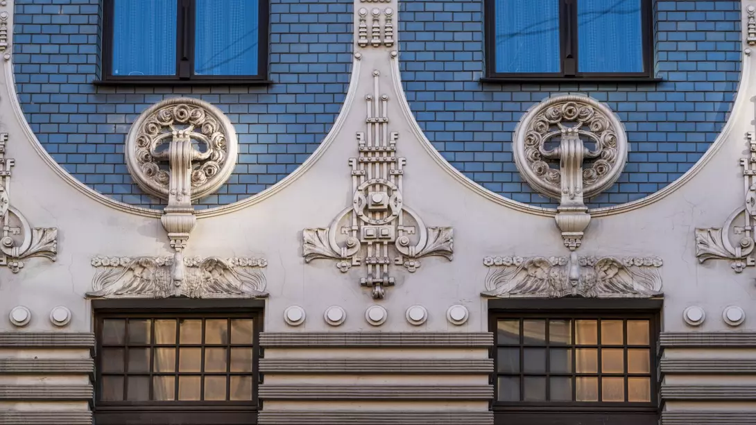 An Art Nouveau ornament on a building built in beginning of the 20th century