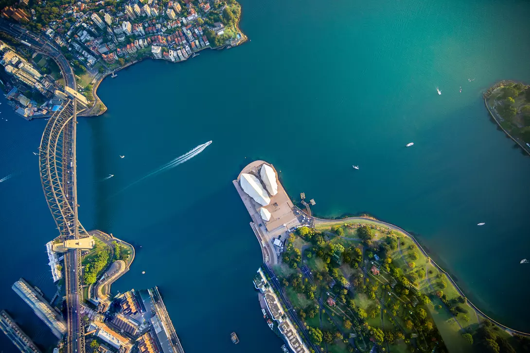 Aerial of Sydney Harbour at New South Wales, Australia