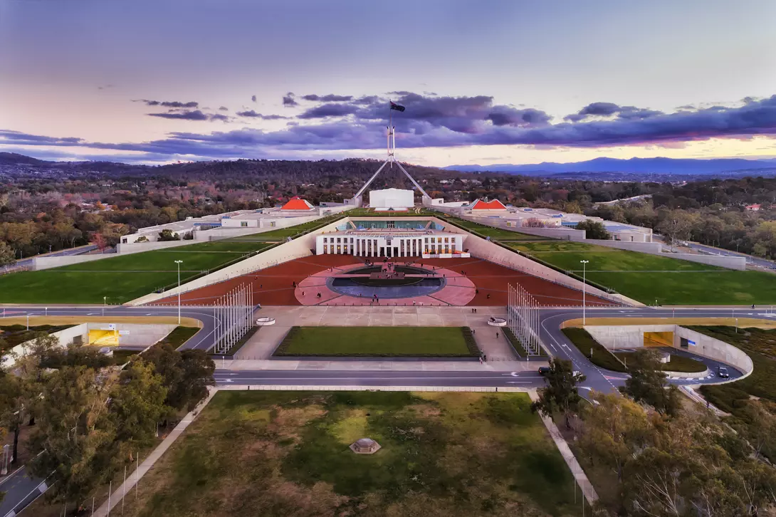 Aerial view around Capitol hill in Canberra - Australian Capital Territory