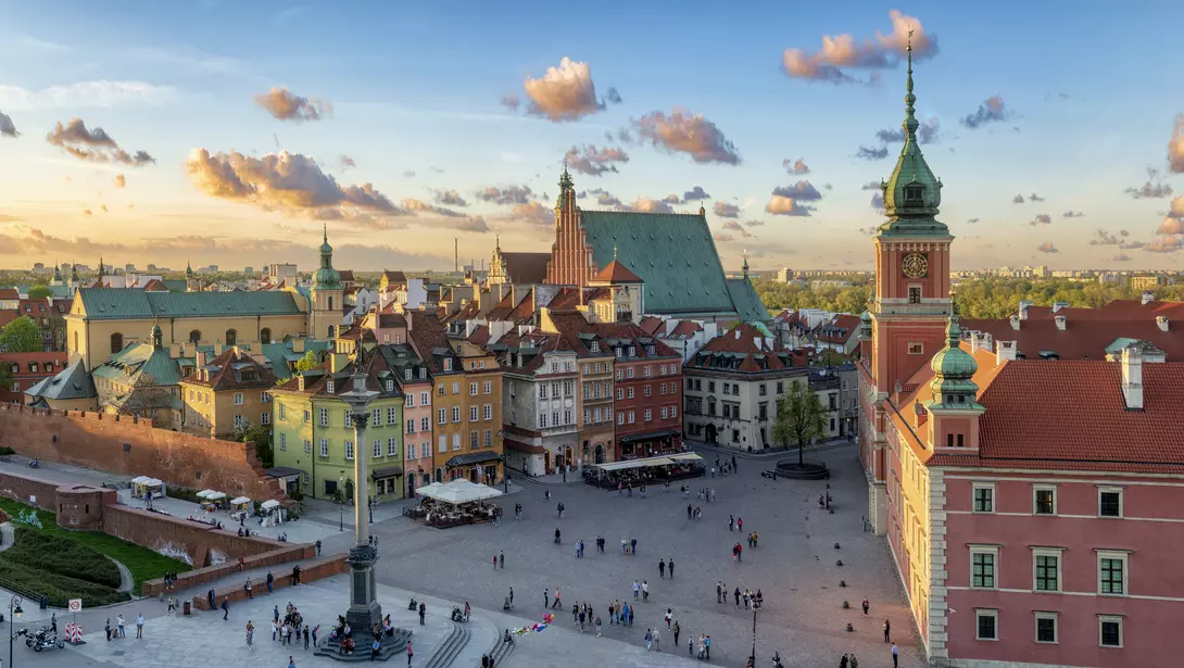 Royal castle and old town at sunset
